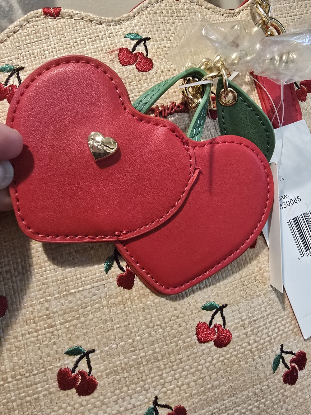 🍒Betsey Johnson Stylish Cherry Print Tote Bag with Red Cherry Charm - Picture 5 of 12